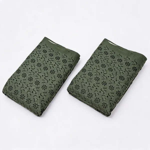 Olive_Green_Floral_Plain_Hakoba_Fabric