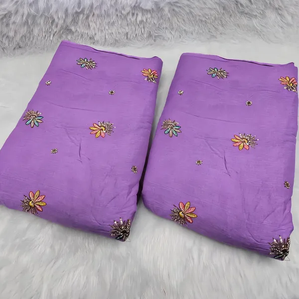 Lavender_Beads_Embroidery_On_Kora_Cotton_Fabric