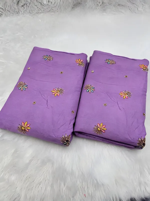 Lavender_Beads_Embroidery_On_Kora_Cotton_Fabric