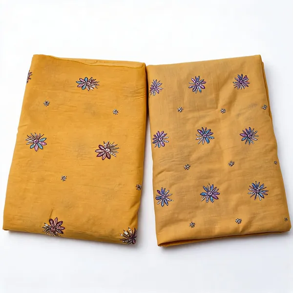 Mustard_Yellow_Beads_Embroidery_On_Kora_Cotton_Fabric