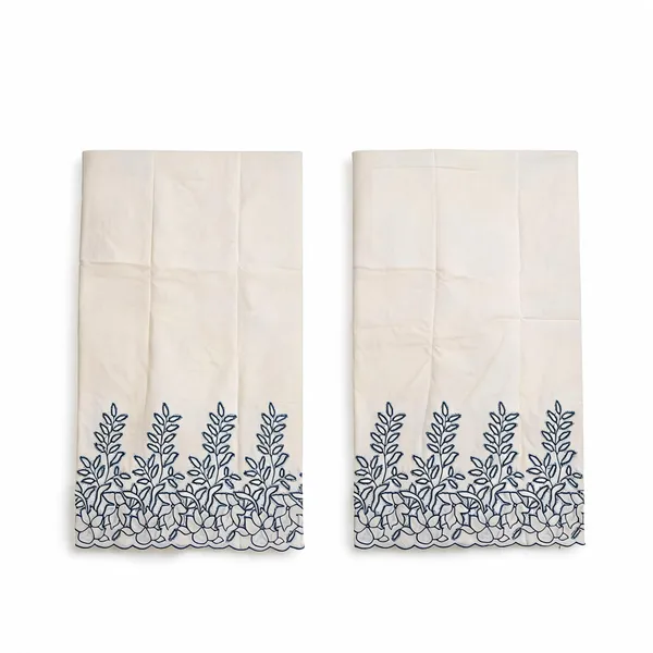 Teal_Blue_Thread_Embroidery_On_Kora_Mul_Cotton_Fabric
