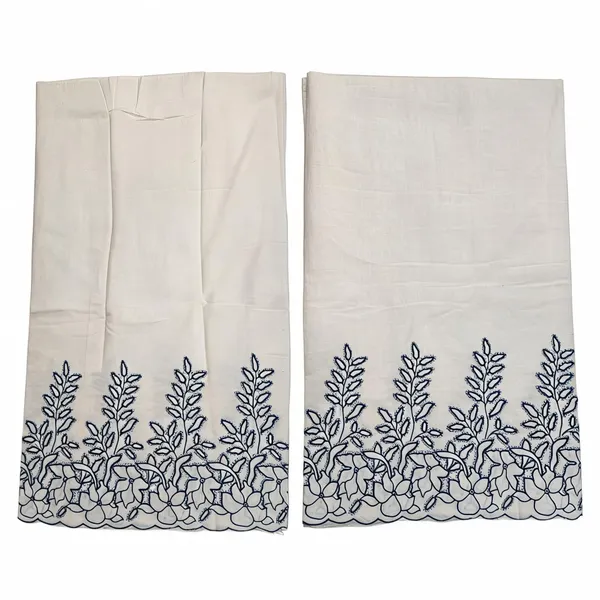 Teal_Blue_Thread_Embroidery_On_Kora_Mul_Cotton_Fabric