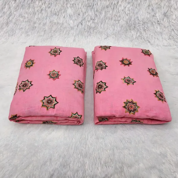 Peach_Beads_Embroidery_Butta_On_Kora_Cotton_Fabric