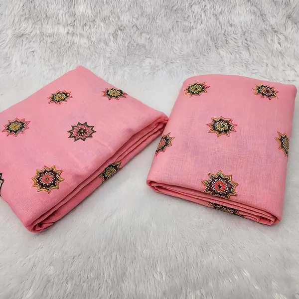 Peach_Beads_Embroidery_Butta_On_Kora_Cotton_Fabric