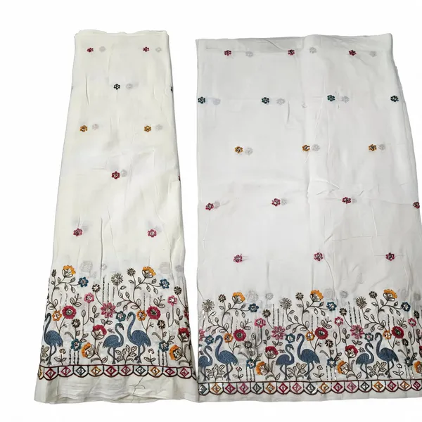 Swan_Multi_Thread_Beads_Embroidery_On_Kora_Mul_Cotton_Fabric