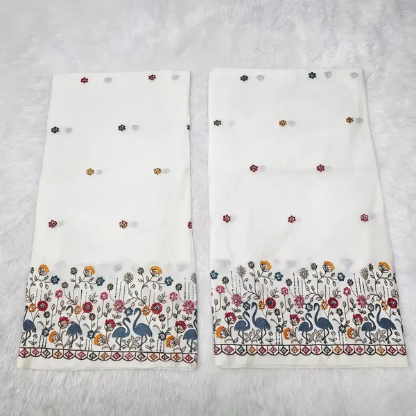 Swan_Multi_Thread_Beads_Embroidery_On_Kora_Mul_Cotton_Fabric