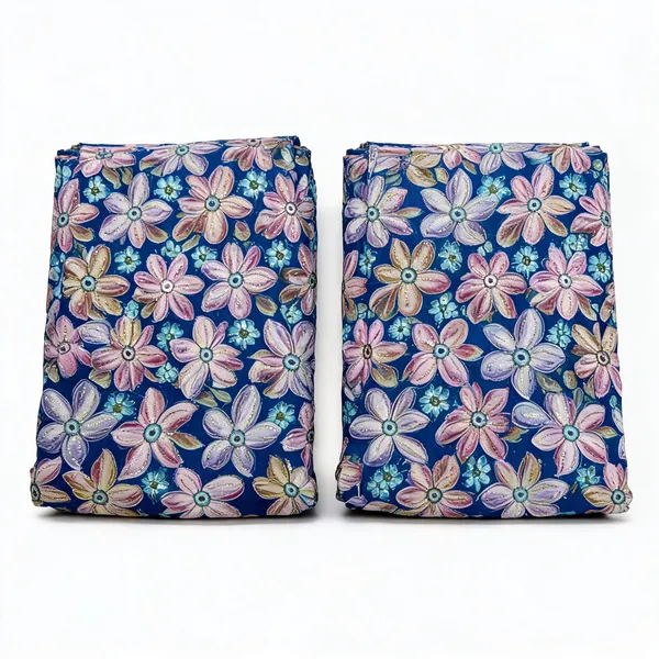 Blue_Floral_Position_Print_On_Chinon_Fabric