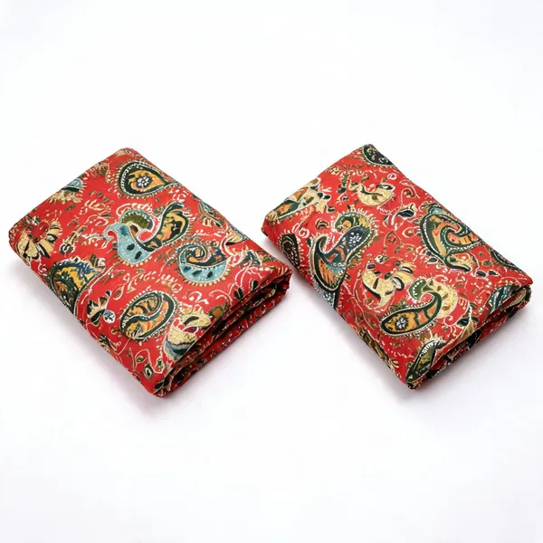 Orange_Carry_Position_Print_With_Embroidery_On_Chinon_Fabric