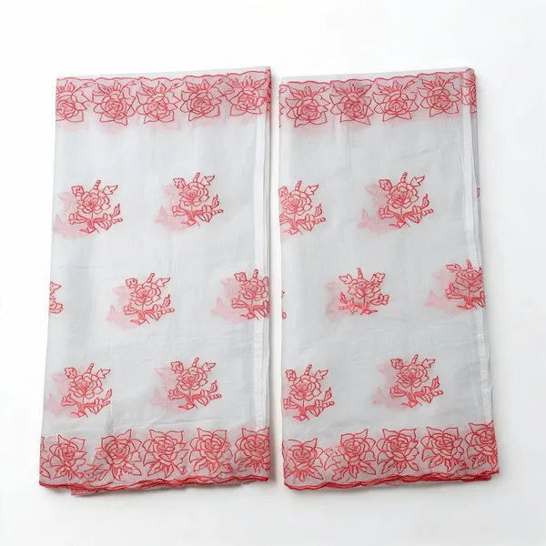Peach_Floral_2_Side_Border_Pure_Mul_Cotton_Dupatta_Fabric