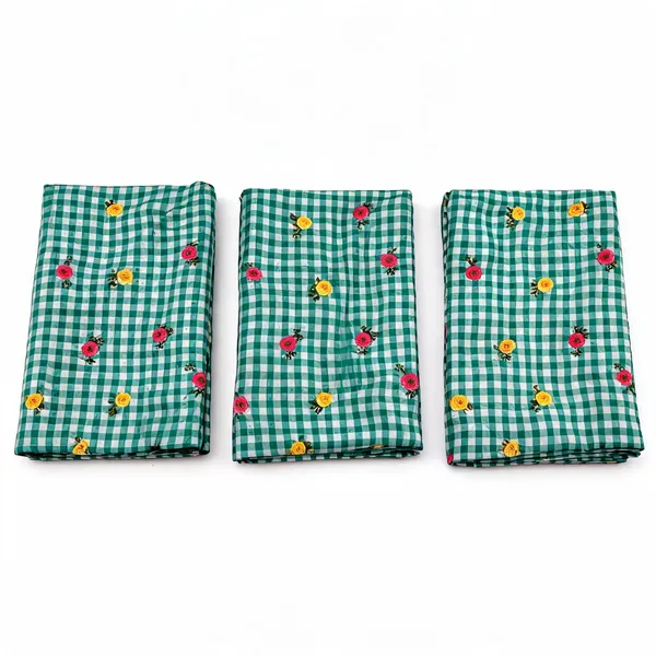 Sea_Green_Check_Floral_Print_On_Mul_Chanderi_Fabric