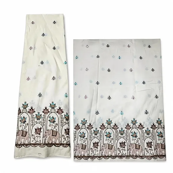 Elephant_Multi_Thread_Beads_Embroidery_On_Kora_Mul_Cotton_Fabric