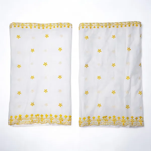 Yellow_Floral_2_Side_Border_Pure_Mul_Cotton_Dupatta_Fabric
