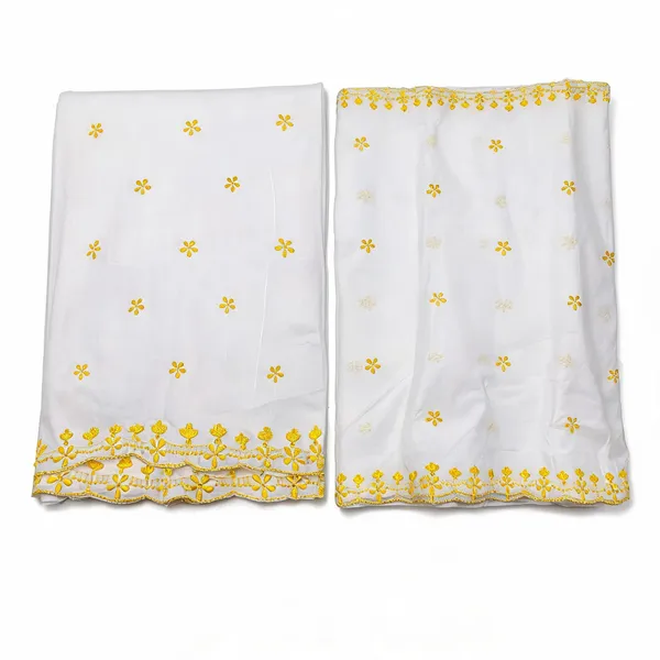 Yellow_Floral_2_Side_Border_Pure_Mul_Cotton_Dupatta_Fabric