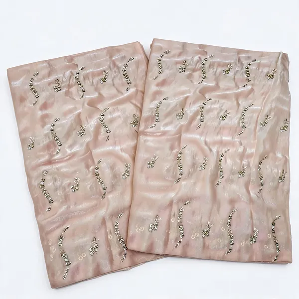 Light_Peach_Beads_Embroidery_On_Space_Silk_Fendy_Fabric