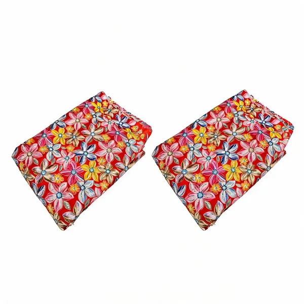 Orange_Floral_Position_Print_On_Chinon_Fabric