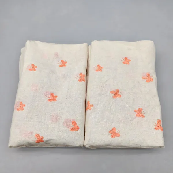 Peach_Butterfly_Threadwork_Embroidery_On_Dyeable_Kora_Mul_Cotton_Fabric