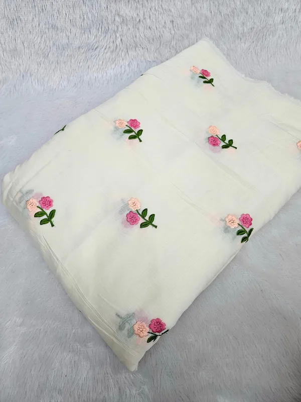 Cream_Multi_Color_Thread_Embroidery_On_Mul_Chanderi_Fabric