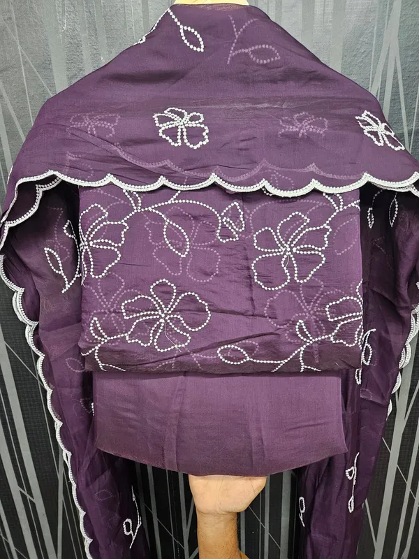 Wine_3pc_Embroidery_On_Mul_Chanderi_Fabric