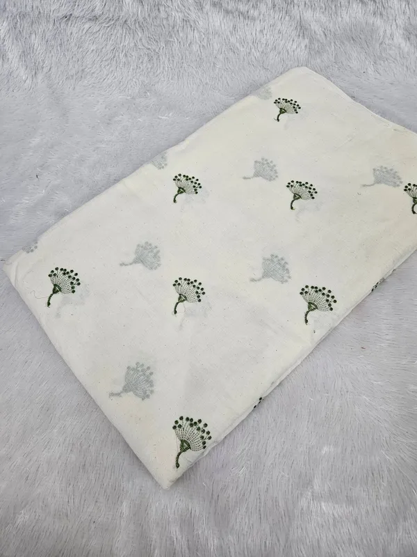 Green_Thread_Butta_Embroidery_On_Dyeable_Kora_Cotton