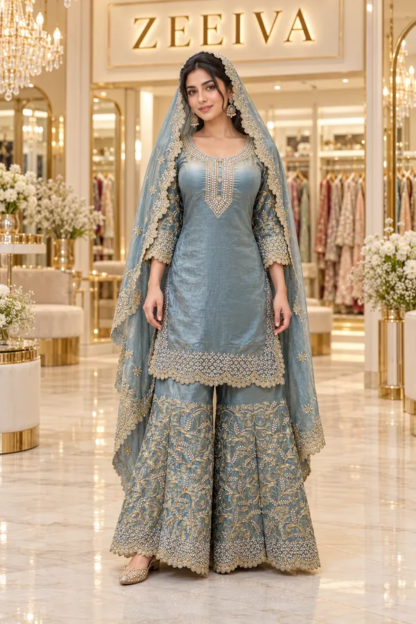 Blue_Embroidered_Sharara_Suit_Set_for_Women