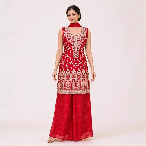 Red_Fendi_Kurta_Palazzo_Set_For_Women