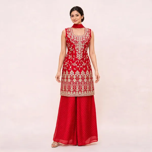 Red_Fendi_Kurta_Palazzo_Set_For_Women