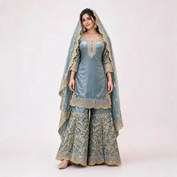 Blue_Fendi_Sharara_Suit_Set_For_Women