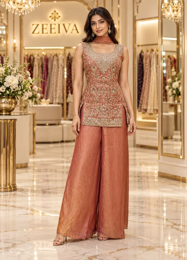 Peach_Embroidered_Straight_Suit_Set_for_Women