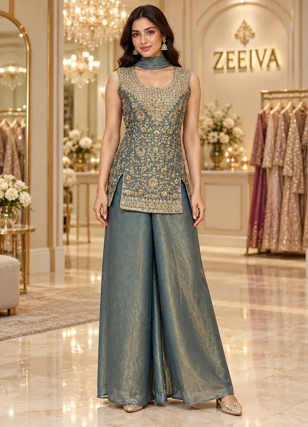 Blue_Embroidered_Palazzo_Suit_Set_For_Women