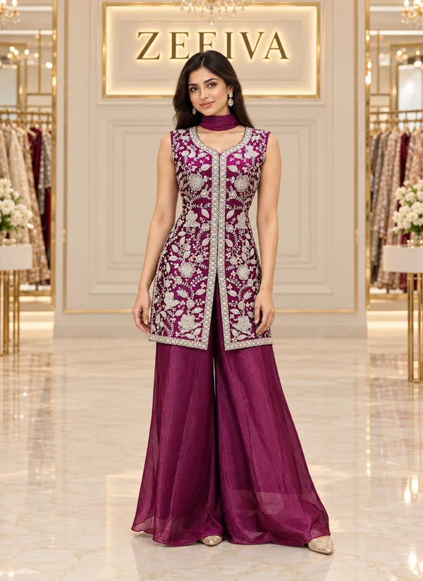 Maroon_Embroidered_Sleeveless_Kurta_Set_for_Women