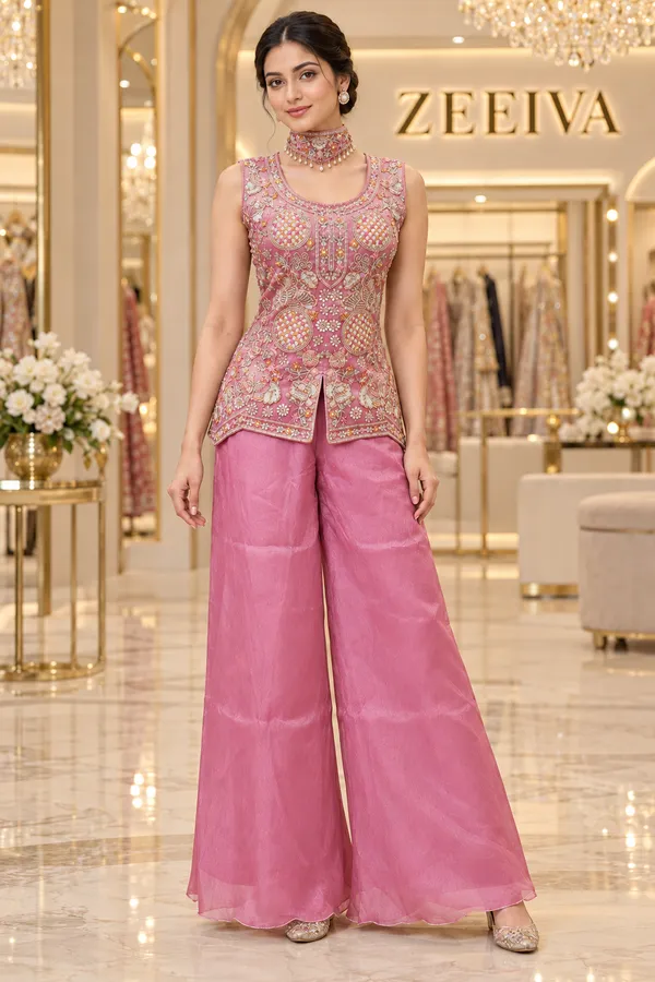 Pink_Embellished_Sleeveless_Suit_Set_for_Women