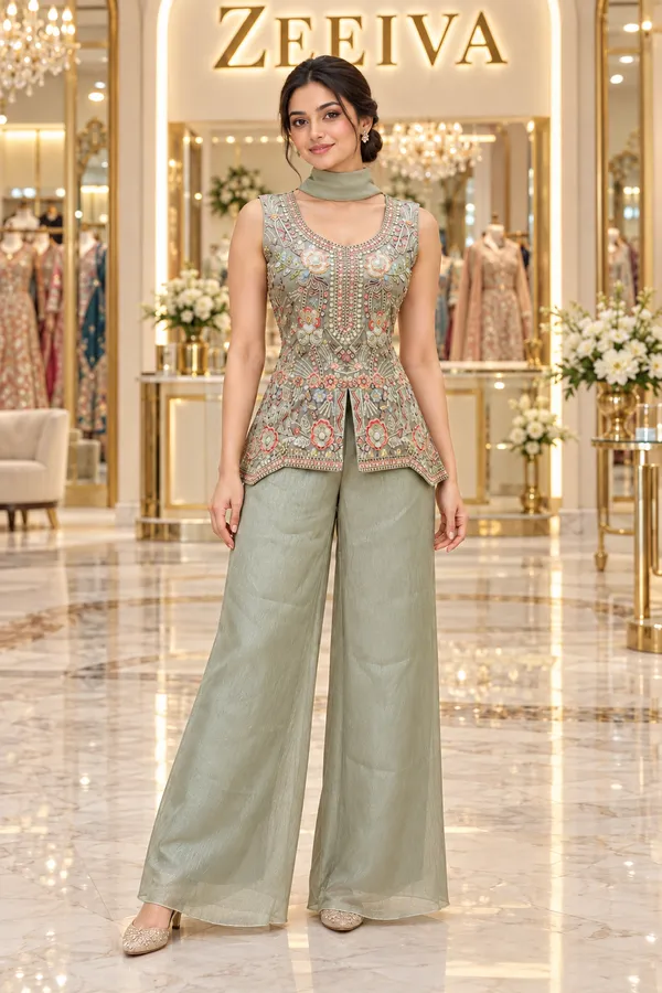 Sage_Green_Embroidered_Peplum_Kurta_Set_for_Women