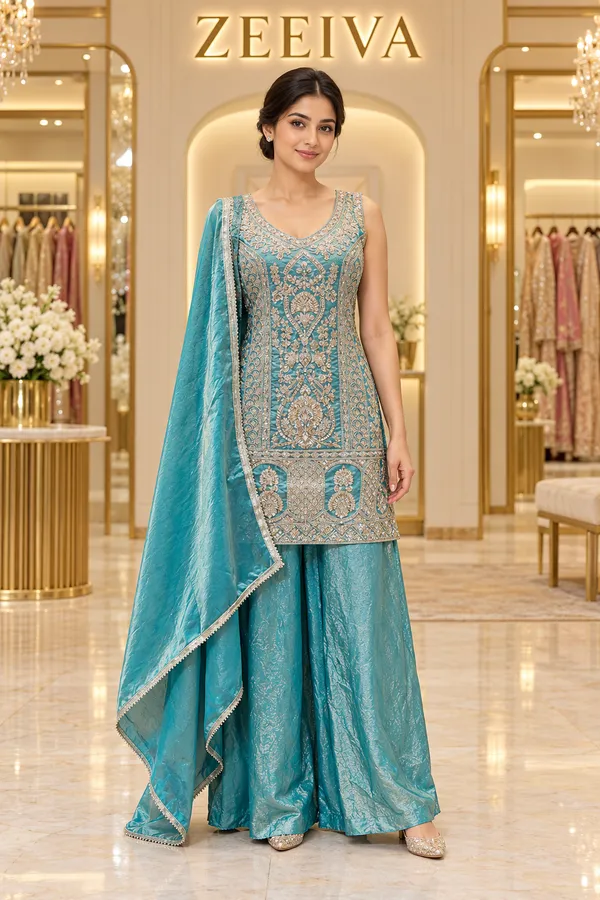 Turquoise_Embroidered_Sharara_Suit_Set_for_Women