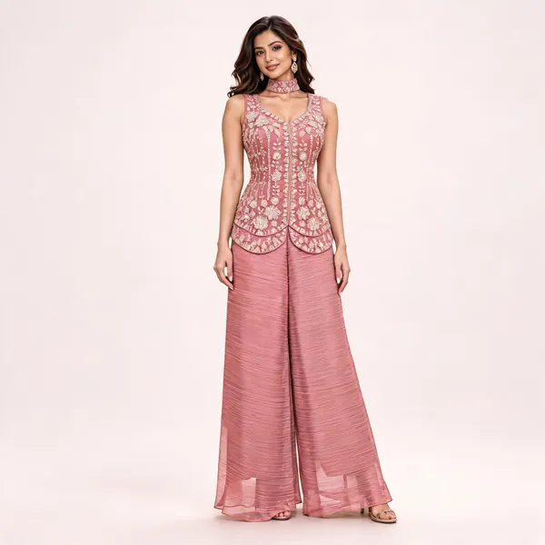 Pink_Salsa_Crush_Palazzo_Suit_Set_For_Women