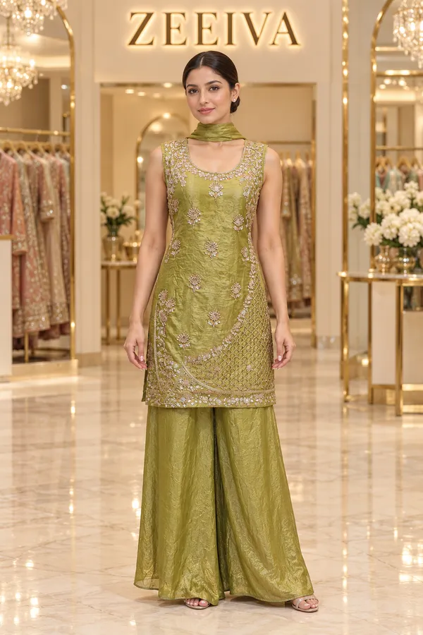 Olive_Embroidered_Straight_Kurta_Set_For_Women