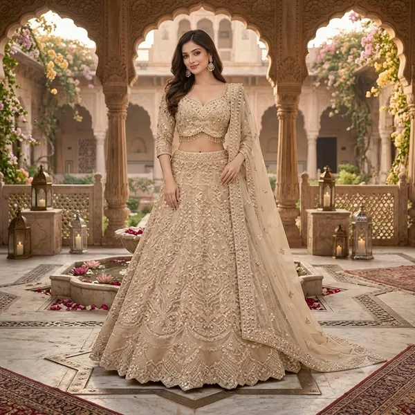 Champagne_Net_Lehenga_Choli_With_Dupatta_For_Women