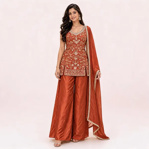 Rust_Fendi_Kurta_Set_For_Women