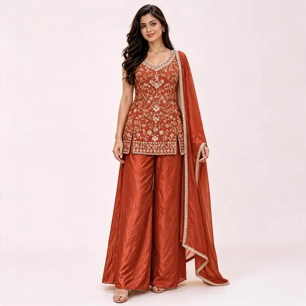 Rust_Fendi_Kurta_Set_For_Women