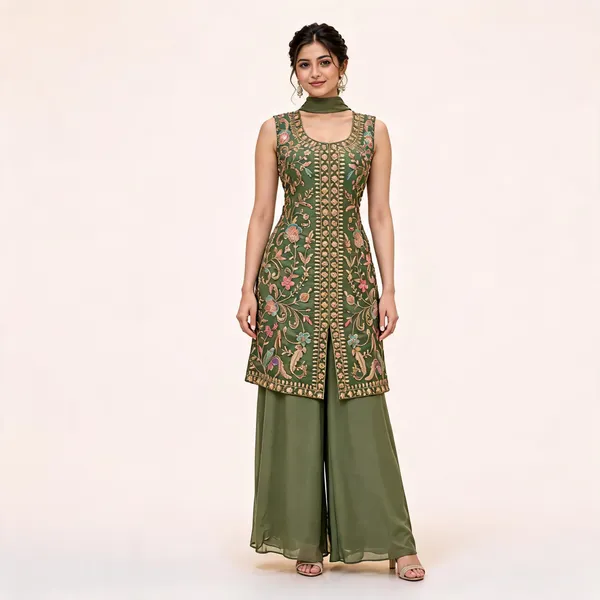 Green_Star_Georgette_Kurta_Palazzo_Suit_Set_For_Women