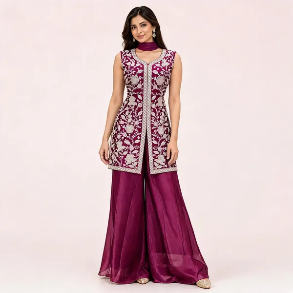 Maroon_Fendi_Kurta_Set_For_Women