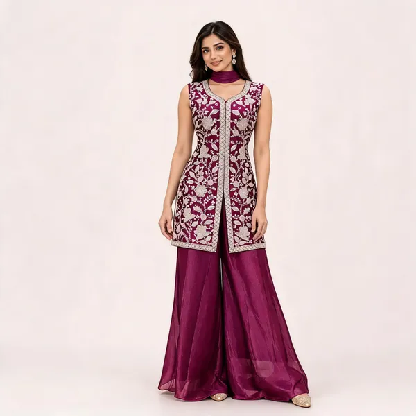 Maroon_Fendi_Kurta_Set_For_Women