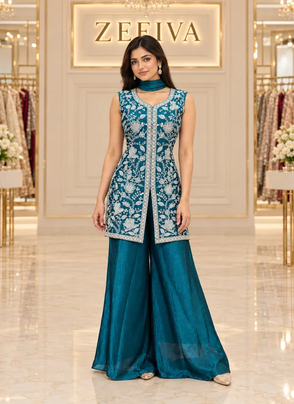 Teal_Embroidered_Kurta_Palazzo_Set_for_Women