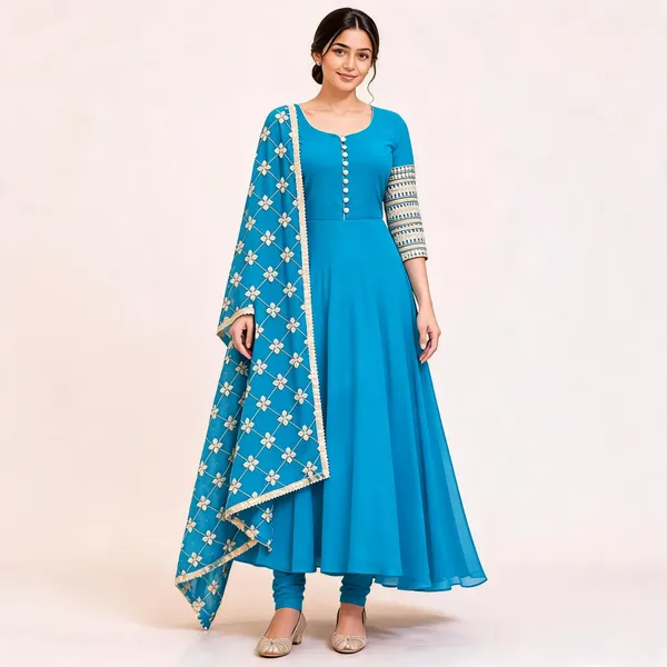 Blue_Georgette_Anarkali_Suit_Set_For_Women