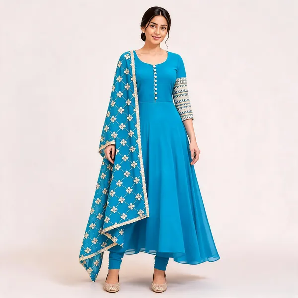 Blue_Georgette_Anarkali_Suit_Set_For_Women