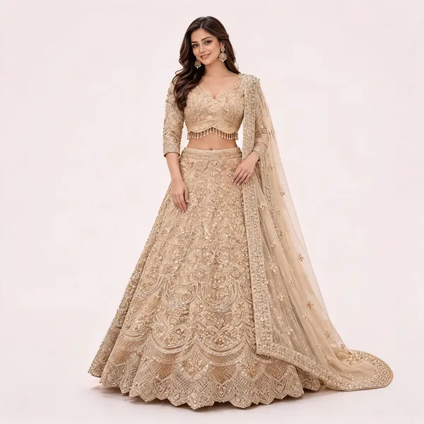 Champagne_Net_Lehenga_Choli_With_Dupatta_For_Women