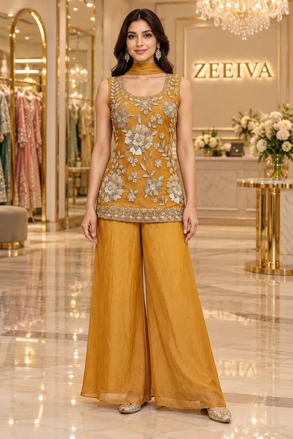 Mustard_Floral_Embroidered_Kurta_Set_for_Women