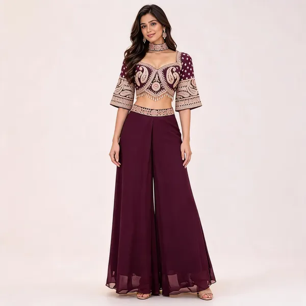 Maroon_Georgette_Palazzo_Set_For_Women