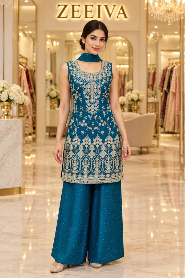 Teal_Embroidered_Kurta_Palazzo_Set_for_Women