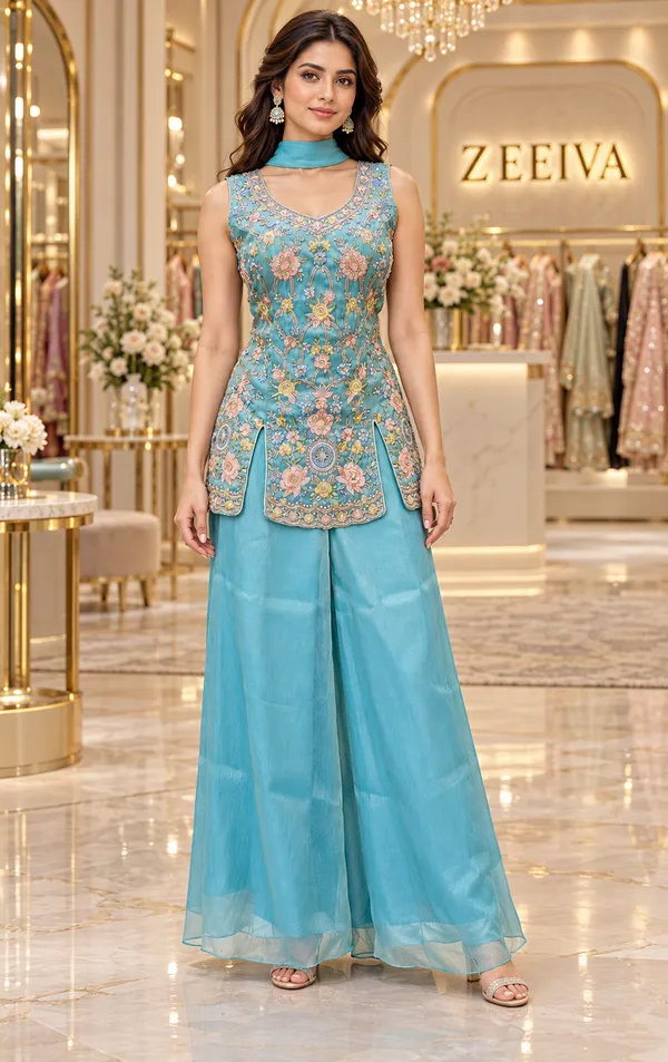 Blue_Embroidered_Kurta_Palazzo_Set_For_Women