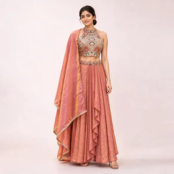 Peach_Fendi_Lehenga_Set_For_Women